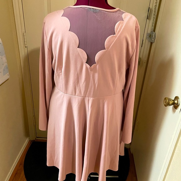 Shein blush skater dress with sheer scalloped opening in front and back - Picture 2 of 4